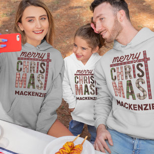 Vrolijk Kerstfeest Plaid Geborduurde Vrouwen Geper Hoodie