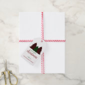 Vrolijk Kerstfeest Plaid Patroon Kerstboom Cadeaulabel (Met Touw)