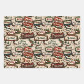 Vrolijk Kerstfeest Plaques en Tekens Inpakpapier Vel (Voorkant 3)