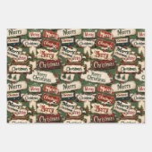 Vrolijk Kerstfeest Plaques en Tekens Inpakpapier Vel (Voorkant 2)
