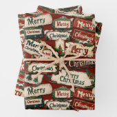 Vrolijk Kerstfeest Plaques en Tekens Inpakpapier Vel (In situ)