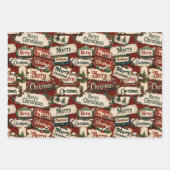 Vrolijk Kerstfeest Plaques en Tekens Inpakpapier Vel (Voorkant)