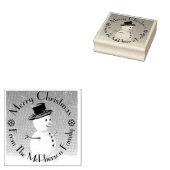 Vrolijk kerstfeest, plus je familienaam, sneeuwman 	rubberstempel (Gestempeld)