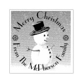 Vrolijk kerstfeest, plus je familienaam, sneeuwman 	rubberstempel (Afrduk)