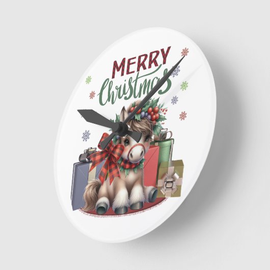 Vrolijk kerstfeest Pony Ronde Klok (Hoek)