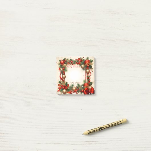 Vrolijk kerstfeest post-it® notes (Op bureau)