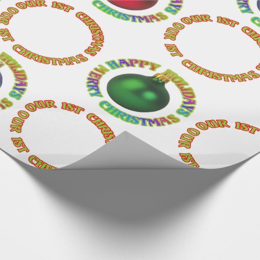 Vrolijk kerstfeest Prettige feestdagen ons eerste  Cadeaupapier (Hoek)