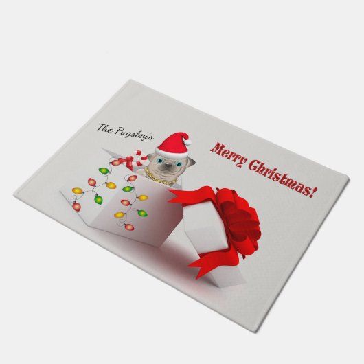 Vrolijk kerstfeest Pug Doormat Deurmat (Schuin)