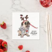 Vrolijk kerstfeest | Pug Reindester Servet (Insitu)