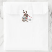 Vrolijk kerstfeest | Pug Reindester Vierkante Sticker (Tas)