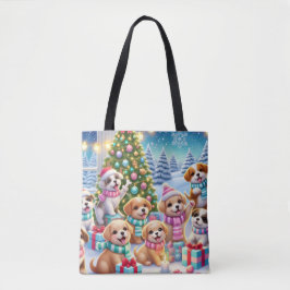 Vrolijk Kerstfeest Puppies Collectie Draagtas