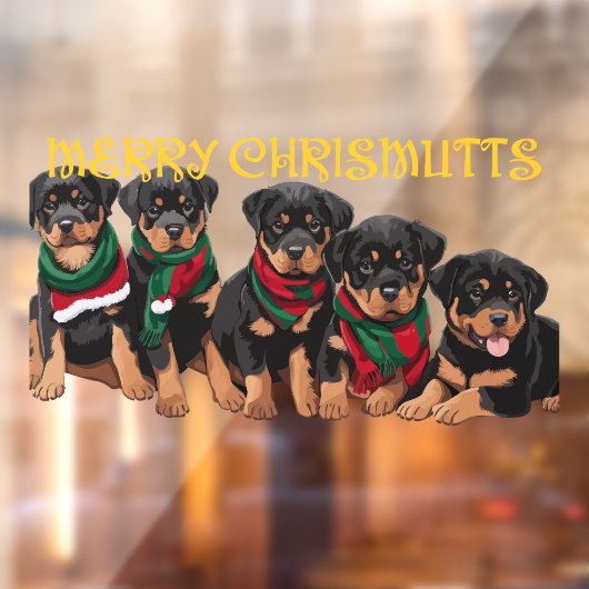 Vrolijk kerstfeest Puppies feestelijk Raamsticker (Vel 2)