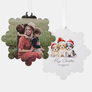 Vrolijk kerstfeest Puppies Ornament Kaart