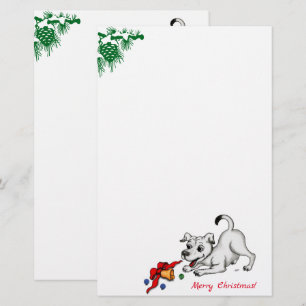 Vrolijk kerstfeest! Puppy met Bell en Ball Briefpapier