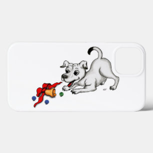 Vrolijk kerstfeest! Puppy met Bell en Ball iPhone 13 Hoesje