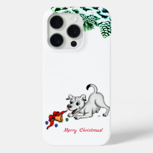 Vrolijk kerstfeest! Puppy met Bell en Ball iPhone 15 Pro Case