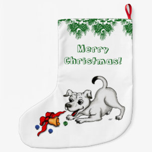 Vrolijk kerstfeest! Puppy met Bell en Ball Grote Kerstsok