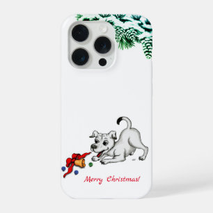 Vrolijk kerstfeest! Puppy met Bell en Ball iPhone 15 Pro Hoesje