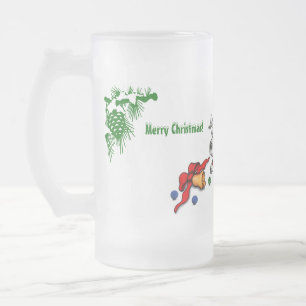 Vrolijk kerstfeest! Puppy met Bell en Ball Matglas Bierpul
