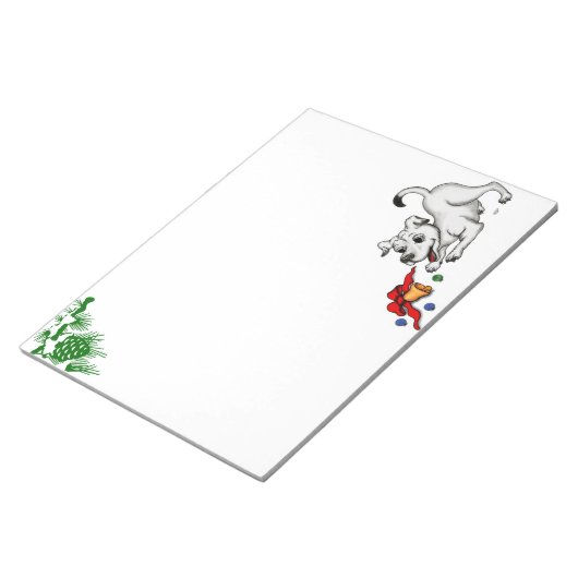 Vrolijk kerstfeest! Puppy met Bell en Ball Notitieblok (Schuin)