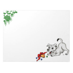 Vrolijk kerstfeest! Puppy met Bell en Ball Notitieblok