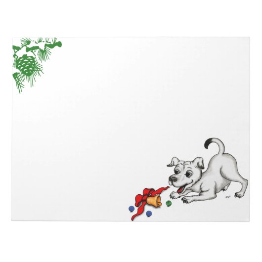 Vrolijk kerstfeest! Puppy met Bell en Ball Notitieblok (Voorkant)
