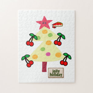 Vrolijk kerstfeest Puzzle Jolly Holiday Trees Cher Legpuzzel