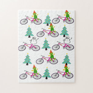 Vrolijk kerstfeest Puzzle-kerstsnowman Elf Legpuzzel