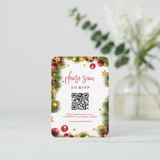 Vrolijk Kerstfeest QR Code RSVP Informatiekaartje (Staand voorkant)