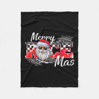 Vrolijk Kerstfeest Race Auto Xmas Racing Santa Cla Fleece Deken