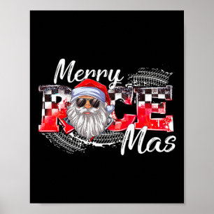 Vrolijk Kerstfeest Race Auto Xmas Racing Santa Cla Poster