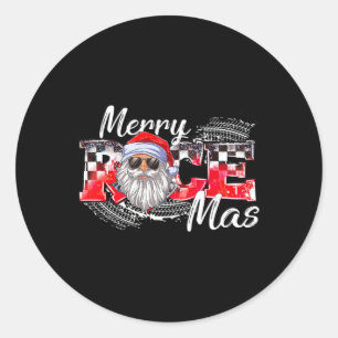 Vrolijk Kerstfeest Race Auto Xmas Racing Santa Cla Ronde Sticker