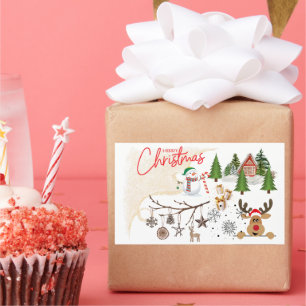 Vrolijk kerstfeest rechthoekige sticker