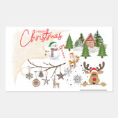Vrolijk kerstfeest rechthoekige sticker (Voorkant)