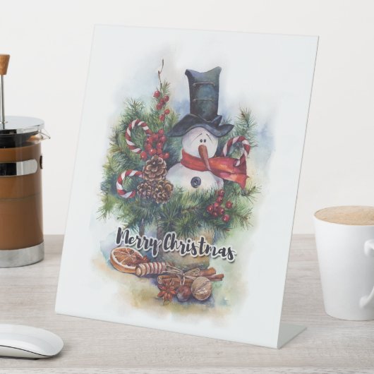 Vrolijk kerstfeest reclamebord met voetstuk (Insitu)