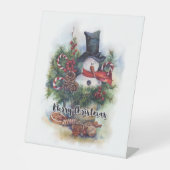 Vrolijk kerstfeest reclamebord met voetstuk (Voorkant)