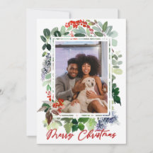 Vrolijk Kerstfeest Red Holly ingelijst Foto Vakant