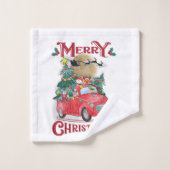 Vrolijk kerstfeest  Red Santa Truck Bad Handdoek (Wasdoekje)