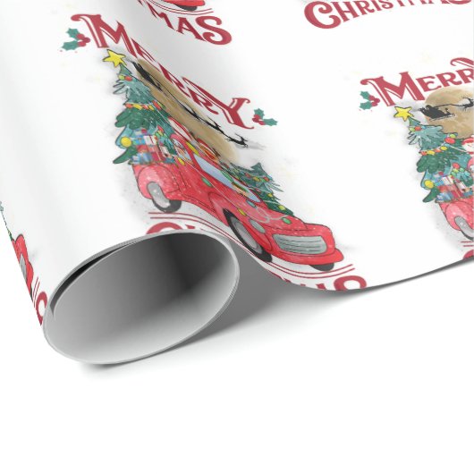 Vrolijk kerstfeest Red Santa Truck Cadeaupapier (Rol Hoek)