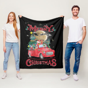 Vrolijk kerstfeest Red Santa Truck Fleece Deken