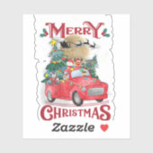 Vrolijk kerstfeest Red Santa Truck Sticker (Vel)