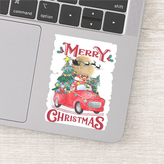 Vrolijk kerstfeest Red Santa Truck Sticker (Detail)
