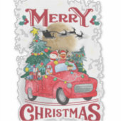 Vrolijk kerstfeest Red Santa Truck Sticker (Voorkant)