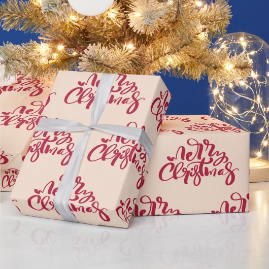 Vrolijk Kerstfeest Red Script Holiday Gift Cadeaupapier (Feestdagen)