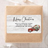 Vrolijk kerstfeest  Red Truck Holiday Etiket (Insitu)