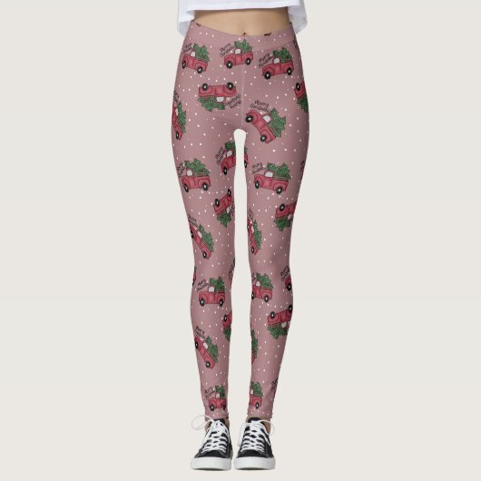 Vrolijk kerstfeest  Red Truck Leggings (Voorkant)