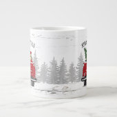 Vrolijk kerstfeest  Red Truck Name Rustic Dogs Extra Grote Beker (Voorkant)