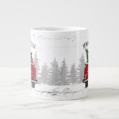 Vrolijk kerstfeest Red Truck Name Rustic Extra Grote Beker (Voorkant)