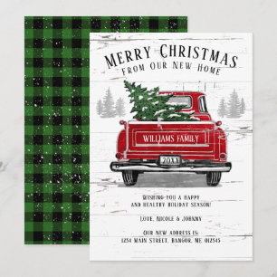 Vrolijk kerstfeest Red Truck Pset Moving Aankondiging