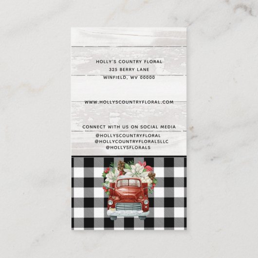 Vrolijk kerstfeest  Red Truck Visitekaartje (Achterkant)